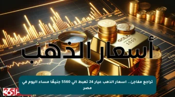 تراجع مفاجئ.. أسعار الذهب عيار 24 تهبط إلى 5560 جنيهًا مساء اليوم في مصر